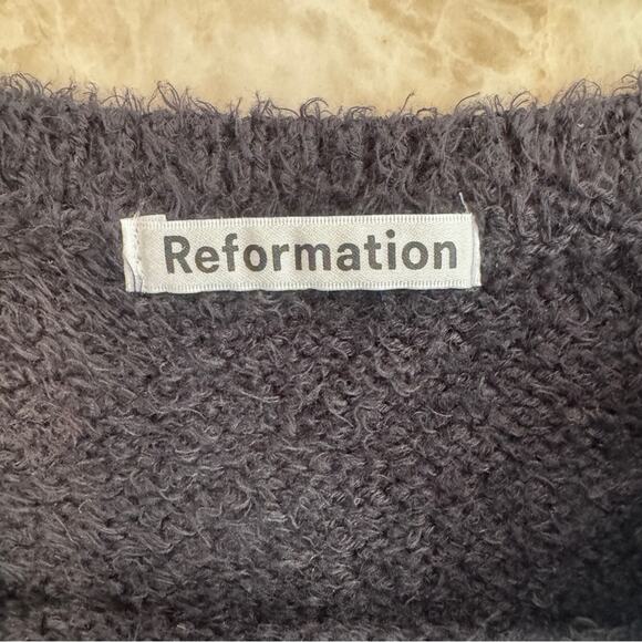 Reformation Black Fuzzy Knit Crop Top size XS - Picture 7 of 12